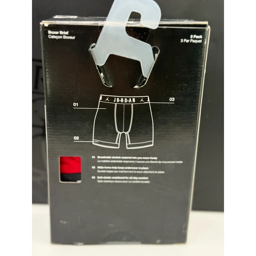 Jordan Flight Cotton Stretch Boxer Briefs 3 Pack Black Grey Red JM0622-H24